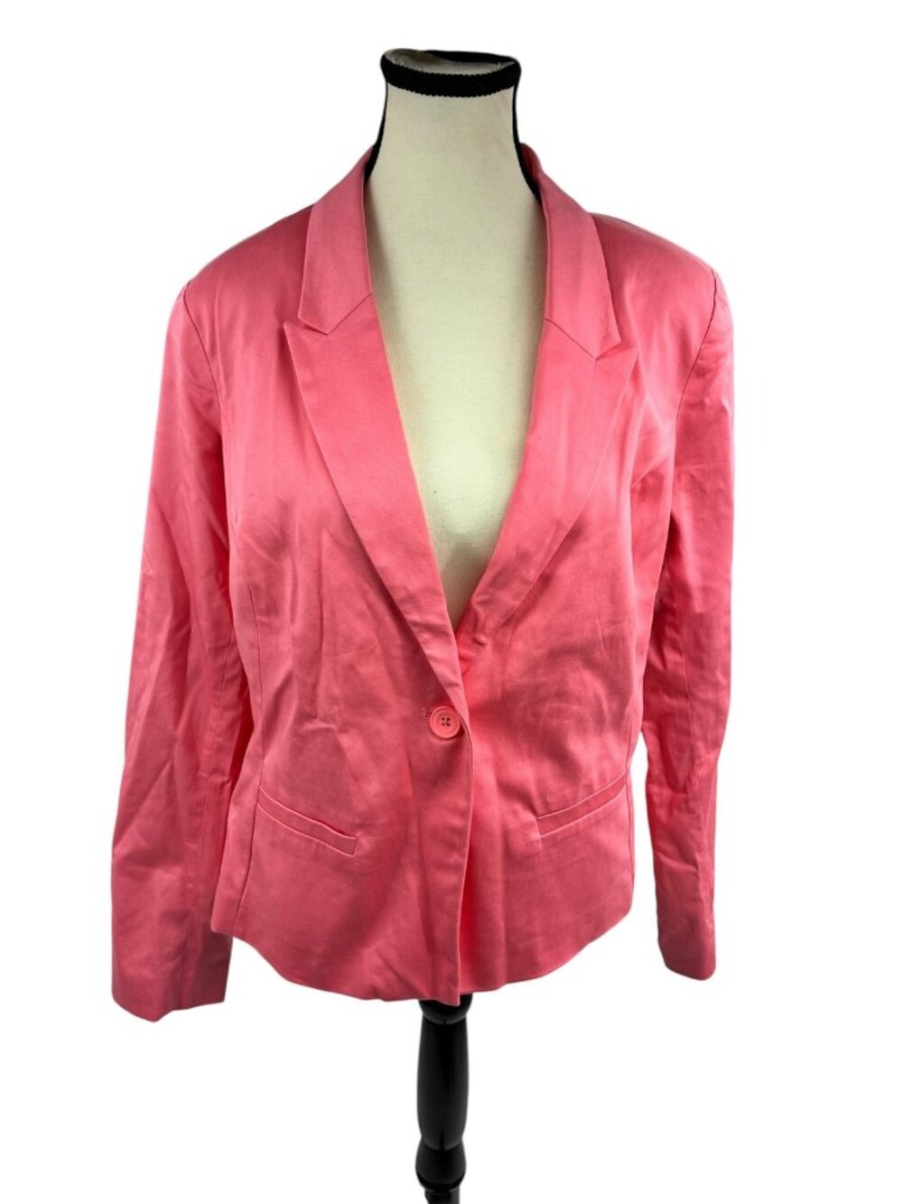 Metaphor Womens Pink Sateen Suiting Blazer Jacket Size 12 Single Button Front
